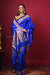 Kashi ~ Handloom Banarasi Pure Katan Silk Saree in Dark Blue (Silk Mark Certified) - verymuchindian.com
