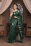 Kashi ~ Handloom Banarasi Pure Katan Silk Saree in Emerald Green (Silk Mark Certified) - verymuchindian.com