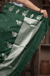 Kashi ~ Handloom Banarasi Pure Katan Silk Saree in Emerald Green (Silk Mark Certified) - verymuchindian.com