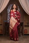 Kashi ~ Handloom Banarasi Pure Katan Silk Saree in Maroon (Silk Mark Certified) - verymuchindian.com