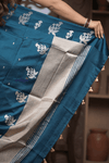 Kashi ~ Handloom Banarasi Pure Katan Silk Saree in Teal Blue (Silk Mark Certified) - verymuchindian.com