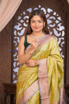 Kashi ~ Handloom Banarasi Pure Silk Saree in Butter Yellow (Silk Mark Certified) - verymuchindian.com
