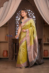 Kashi ~ Handloom Banarasi Pure Silk Saree in Butter Yellow (Silk Mark Certified) - verymuchindian.com