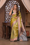 Kashi ~ Handloom Banarasi Pure Silk Saree in Butter Yellow (Silk Mark Certified) - verymuchindian.com