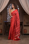 Kashi ~ Handloom Banarasi Pure Silk Saree in Crimson Red (Silk Mark Certified) - verymuchindian.com