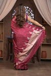 Kashi ~ Handloom Banarasi Pure Silk Saree in Dark Maroon (Silk Mark Certified) - verymuchindian.com