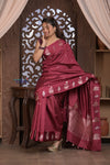 Kashi ~ Handloom Banarasi Pure Silk Saree in Dark Maroon (Silk Mark Certified) - verymuchindian.com