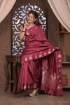 Kashi ~ Handloom Banarasi Pure Silk Saree in Dark Maroon (Silk Mark Certified) - verymuchindian.com
