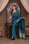 Kashi ~ Handloom Banarasi Pure Silk Saree in Marine Blue (Silk Mark Certified) - verymuchindian.com