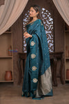 Kashi ~ Handloom Banarasi Pure Silk Saree in Marine Blue (Silk Mark Certified) - verymuchindian.com