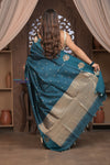 Kashi ~ Handloom Banarasi Pure Silk Saree in Marine Blue (Silk Mark Certified) - verymuchindian.com