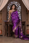 Kashi ~ Handloom Banarasi Pure Silk Saree in Purple (Silk Mark Certified) - verymuchindian.com