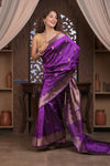 Kashi ~ Handloom Banarasi Pure Silk Saree in Purple (Silk Mark Certified) - verymuchindian.com