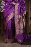 Kashi ~ Handloom Banarasi Pure Silk Saree in Purple (Silk Mark Certified) - verymuchindian.com
