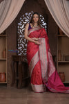 Kashi ~ Handloom Banarasi Pure Silk Saree in Rose Red (Silk Mark Certified) - verymuchindian.com