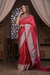 Kashi ~ Handloom Banarasi Pure Silk Saree in Rose Red (Silk Mark Certified) - verymuchindian.com
