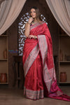 Kashi ~ Handloom Banarasi Pure Silk Saree in Rose Red (Silk Mark Certified) - verymuchindian.com