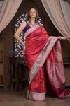 Kashi ~ Handloom Banarasi Pure Silk Saree in Rose Red (Silk Mark Certified) - verymuchindian.com