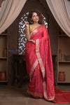 Kashi ~ Handloom Banarasi Pure Silk Saree in Sunset Red (Silk Mark Certified) - verymuchindian.com