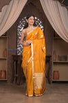 Kashi ~ Handloom Banarasi Pure Silk Saree in Turmeric Yellow (Silk Mark Certified) - verymuchindian.com