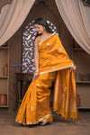 Kashi ~ Handloom Banarasi Pure Silk Saree in Turmeric Yellow (Silk Mark Certified) - verymuchindian.com