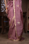 Kashi ~ Handloom Banarasi Pure Silk Saree With Sparrow Butti in Mauve (Silk Mark Certified) - verymuchindian.com
