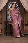 Kashi ~ Handloom Banarasi Pure Silk Saree With Sparrow Butti in Mauve (Silk Mark Certified) - verymuchindian.com