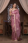 Kashi ~ Handloom Banarasi Pure Silk Saree With Sparrow Butti in Mauve (Silk Mark Certified) - verymuchindian.com