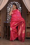 Kashi ~ Handloom Pure Silk High Quality Kora Saree in Blush Pink with Circular Buttis (Silk Mark Certified) - verymuchindian.com