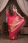 Kashi ~ Handloom Pure Silk High Quality Kora Saree in Blush Pink with Circular Buttis (Silk Mark Certified) - verymuchindian.com