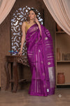 Kashi ~ Handloom Pure Silk High Quality Kora Saree in Light Purple with Buttis (Silk Mark Certified) - verymuchindian.com