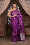 Kashi ~ Handloom Pure Silk High Quality Kora Saree in Light Purple with Buttis (Silk Mark Certified) - verymuchindian.com