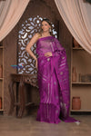 Kashi ~ Handloom Pure Silk High Quality Kora Saree in Light Purple with Buttis (Silk Mark Certified) - verymuchindian.com