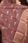 Kashi ~ Handloom Pure Silk Jamdhani Saree in Slaked Brown and Gold - verymuchindian.com
