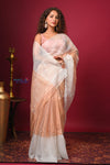 Kashi ~ Limited Edition Handloom Muslin Silk Jamdani Saree in Gold and White - verymuchindian.com