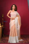 Kashi ~ Limited Edition Handloom Muslin Silk Jamdani Saree in Gold and White - verymuchindian.com