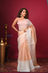 Kashi ~ Limited Edition Handloom Muslin Silk Jamdani Saree in Gold and White - verymuchindian.com