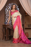 Kashi ~ Premium! Handloom Pure Silk Handloom Kadwa Banarasi Saree with Asawali Pallu in Beige Pink (Silk Mark Certified) - verymuchindian.com