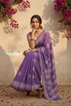 Krutikari – Viscose Saree with Handcrafted Batik Work in Lavender - verymuchindian.com