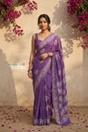 Krutikari – Viscose Saree with Handcrafted Batik Work in Lavender - verymuchindian.com
