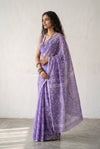 Latika ~ Pure Handwoven Jamdani Mul Cotton Saree in Lavender - verymuchindian.com