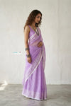 Latika ~ Pure Handwoven Jamdani Mul Cotton Saree in Lavender - verymuchindian.com