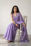 Latika ~ Pure Handwoven Jamdani Mul Cotton Saree in Lavender - verymuchindian.com