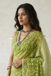 Latika ~ Pure Handwoven Jamdani Mul Cotton Saree in Light Green - verymuchindian.com