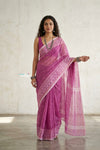 Latika ~ Pure Handwoven Jamdani Mul Cotton Saree in Mauve Pink - verymuchindian.com