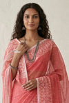 Latika ~ Pure Handwoven Jamdani Mul Cotton Saree in Peach - verymuchindian.com