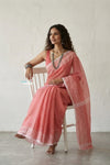 Latika ~ Pure Handwoven Jamdani Mul Cotton Saree in Peach - verymuchindian.com