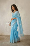 Latika ~ Pure Handwoven Jamdani Mul Cotton Saree in Powder Blue - verymuchindian.com