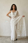 Latika ~ Pure Handwoven Jamdani Mul Cotton Saree in White - verymuchindian.com