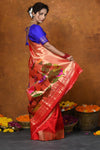 Limited Edition ~ VMI Exclusive! Diwali Special Handloom Pure Silk Mahalakshmi Paithani Saree With Most Traditional Temple Border - verymuchindian.com